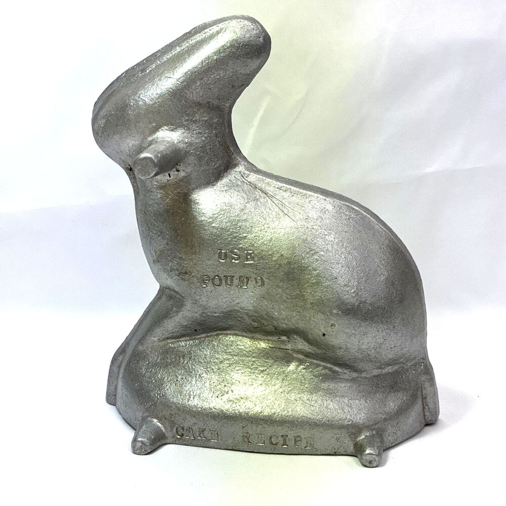 VTG Rabbit Cast Aluminum Mold Easter Bunny for Pound Cake Recipe Chocolate Candy